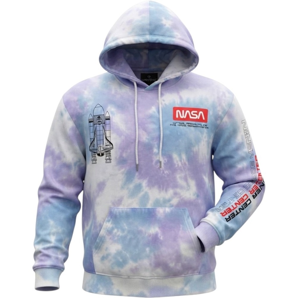 Hyper Space NASA Kennedy Space Center Tie Dye Hoodie Purple Blue Large L